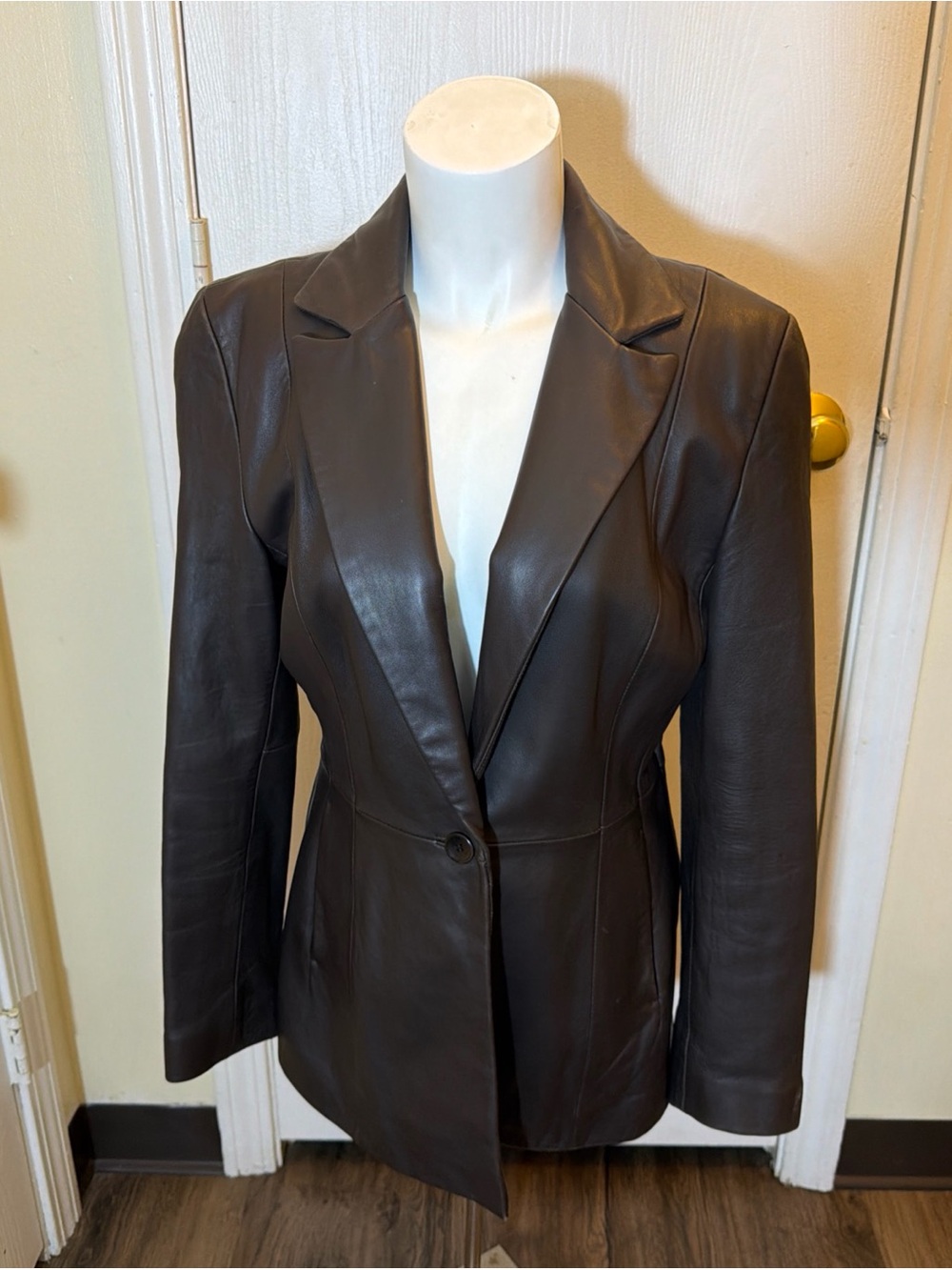 Vintage 90s Y2K Cache Brown Genuine Leather Jacket Size 8